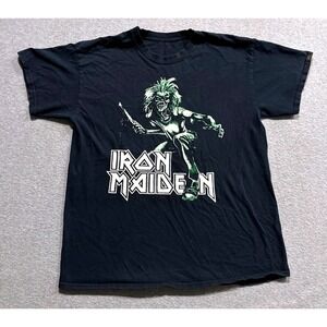 Iron Maiden Sanctuary T-Shirt Black Green Eddie Graphic Mens Large Double Sided